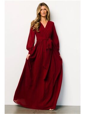 Baltic Born Long Sleeve Wrap Dress in Burgundy